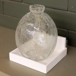 Barish Handcrafted Decor Crackled Glass Vase | White