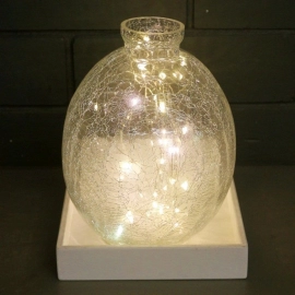 Barish Handcrafted Decor Crackled Glass Vase | White