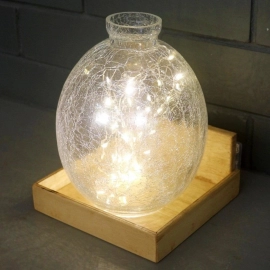 Barish Handcrafted Decor Crackled Glass Vase | Rubberwood