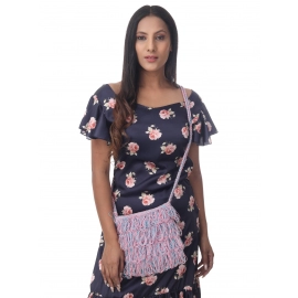 Happy Cultures | Jhalar Crocheted Messenger Bag | Fluoro Blue, Pink