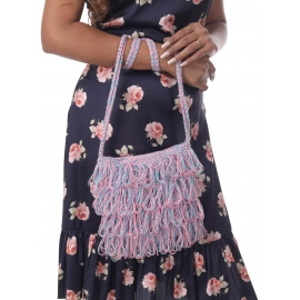 Happy Cultures | Jhalar Crocheted Messenger Bag | Fluoro Blue, Pink