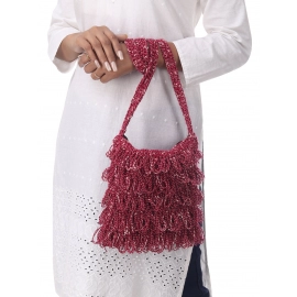 Happy Cultures | Jhalar Crocheted Messenger Bag | Wine Red