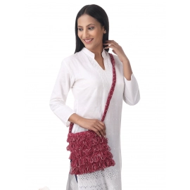 Happy Cultures | Jhalar Crocheted Messenger Bag | Wine Red
