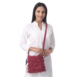 Happy Cultures | Jhalar Crocheted Messenger Bag | Wine Red