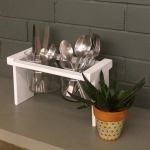 Barish Handcrafted Decor Cutlery Holder | 2 Glass Jars | White