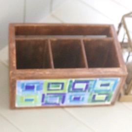 Barish Handcrafted Decor Cutlery Holder | Glass Mosaic | Blue