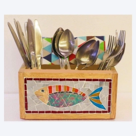 Barish Handcrafted Decor Cutlery Holder (Glass Mosaic) | Style 3