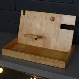 Barish Handcrafted Decor Desk Mobile Stand | Rubberwood