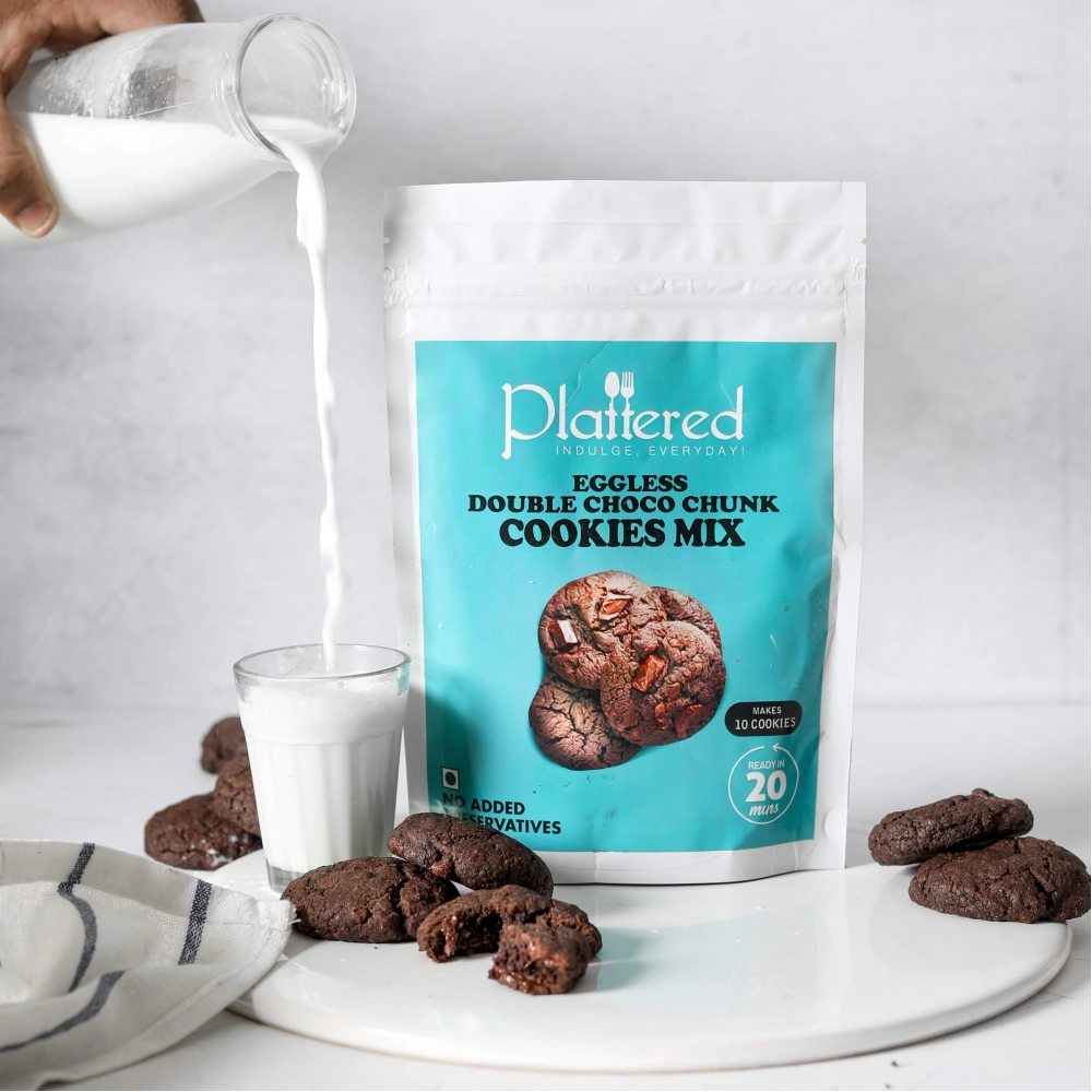 Plattered Double Choco Chunk Cookie Mix | EGGLESS | Vegan Friendly | Pack of 3