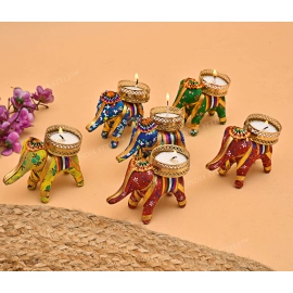 Elephant Tea Light Candle Holder For Diwali | Set Of 6 Holders