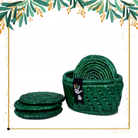 Happy Cultures | Emerald Grass Fiber Coaster | Handcrafted