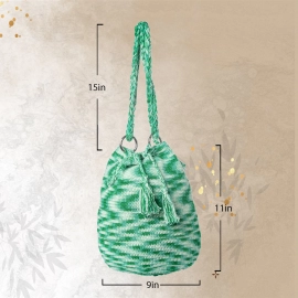 Happy Cultures | Emerald Green Tassel Potli Bag | Handcrafted