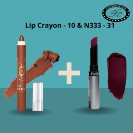Ultra Matte Lip Crayon & Kiss Lip No Transfer Lipstick ( Combo Buy Lip Crayon and get Lipstick Free)