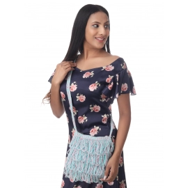 Happy Cultures |  Jhalar Crocheted Messenger Bag | Fluoro Pink, Blue