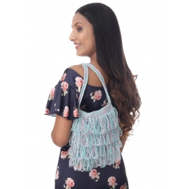 Happy Cultures |  Jhalar Crocheted Messenger Bag | Fluoro Pink, Blue