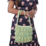 Happy Cultures | Jhalar Crocheted Messenger Bag | Fluoro Yellow Blue