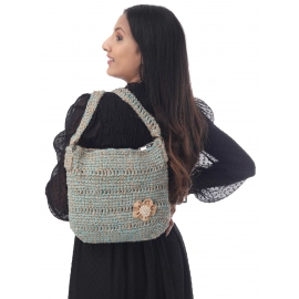 Happy Cultures | Fusion Jute Blue Crocheted Messenger Bag | Handcrafted