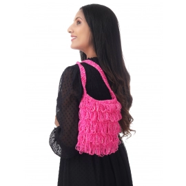 Happy Cultures | Jhalar Crocheted Messenger Bag | Glossy Pink