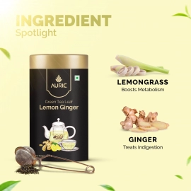 Auric | Green Tea Leaf Available In Natural Flavors | Lemon Ginger, Tulsi Mint And Detox
