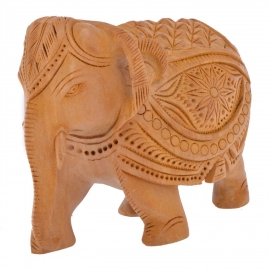 Wooden Handicraft Home Decor Elephant Showpiece | Size 4Inch | Brown
