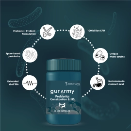Zeroharm | Gut Army Probiotics For Constipation & IBS Veg Capsules | 2 Pack