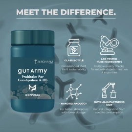Zeroharm | Gut Army Probiotics For Constipation & IBS Veg Capsules | 2 Pack