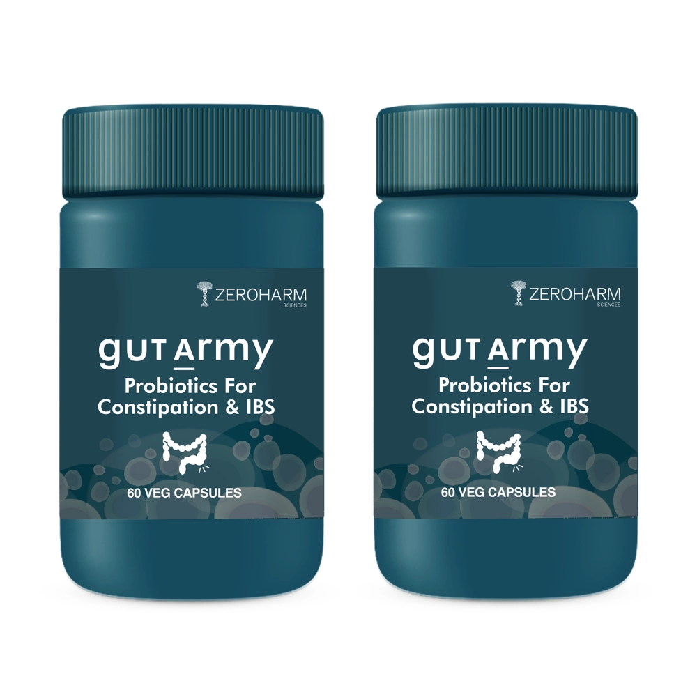 Zeroharm | Gut Army Probiotics For Constipation & IBS Veg Capsules | 2 Pack
