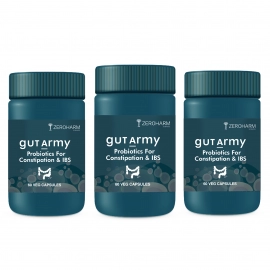 Zeroharm | Gut Army Probiotics For Constipation & IBS Veg Capsules | 3 Pack