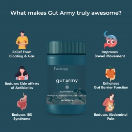 Zeroharm | Gut Army  Prebiotic & Probiotic Capsules | 100 Billion CFU & 25 Strains | 60 Capsules
