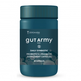 Zeroharm | Gut Army  Prebiotic & Probiotic Capsules | 100 Billion CFU & 25 Strains | 180 Capsules