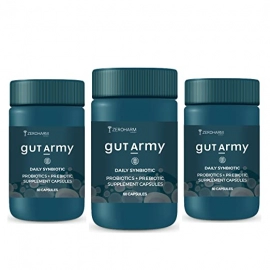 Zeroharm | Gut Army  Prebiotic & Probiotic Capsules | 100 Billion CFU & 25 Strains | 180 Capsules