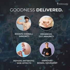 Zeroharm | Gut Army Probiotics For Immunity | With Zinc + Vitamin C Veg Capsules | 3 Pack