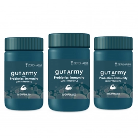 Zeroharm | Gut Army Probiotics For Immunity | With Zinc + Vitamin C Veg Capsules | 3 Pack