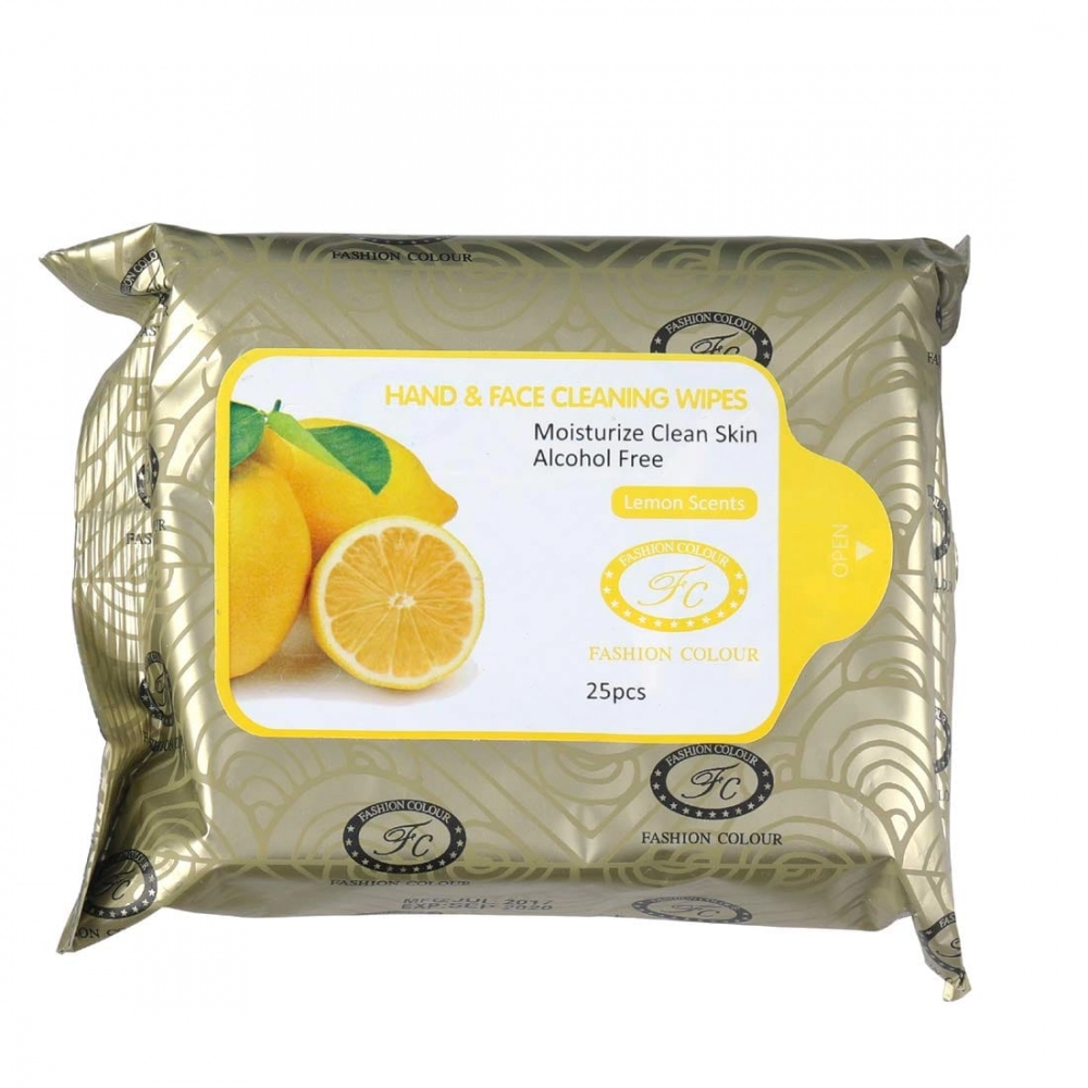 Hand & Face Cleaning Wipes | Moisturize Clean Skin And Alcohol Free | 25pcs | Lemon Scent