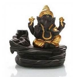 Handcrafted Meditation Monk Ganesha Smoke Backflow Cone Incense Holder 