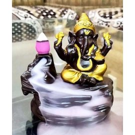 Handcrafted Meditation Monk Ganesha Smoke Backflow Cone Incense Holder 