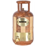 Cylinder Shaped Handcrafted Wooden Money Bank | Coin Saving Box | Piggy Bank 