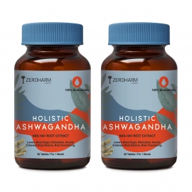 Zeroharm | Holistic Ashwagandha Stress & Anxiety Relief Tablets | 60 Tablets | 1 Bottle