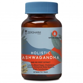 Zeroharm | Holistic Ashwagandha Stress & Anxiety Relief Tablets | 60 Tablets | 1 Bottle