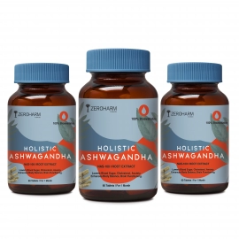 Zeroharm | Holistic Ashwagandha Stress & Anxiety Relief Tablets | 180 Tablets | 3 Bottle