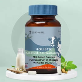 Zeroharm | Holistic Calcium And Ashwagandha | For Muscles, Bone And Joint Health | 120 Tablets