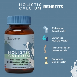 Zeroharm  | Holistic Calcium Tablets | With Vitamin D3, K2-7, Magnesium & Phosphorous | 120 Tablets