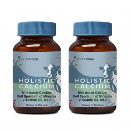 Zeroharm  | Holistic Calcium Tablets | With Vitamin D3, K2-7, Magnesium & Phosphorous | 180 Tablets
