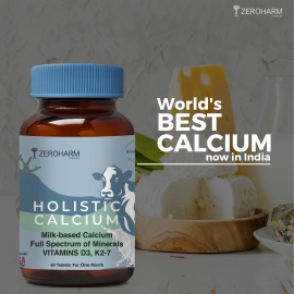 Zeroharm  | Holistic Calcium Tablets | With Vitamin D3, K2-7, Magnesium & Phosphorous | 120 Tablets