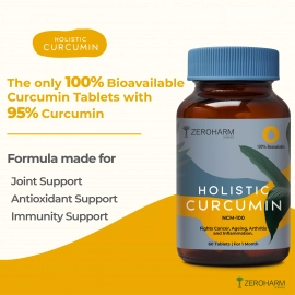 Zeroharm | Holistic Curcumin With Piperine Tablets |  Immunity Booster |180 Tablets