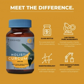 Zeroharm | Holistic Curcumin With Piperine Tablets |  Immunity Booster |180 Tablets