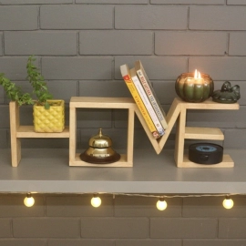 Barish Handcrafted Decor Love Table Shelf | Home Decor | Rubberwood