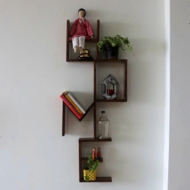Barish Handcrafted Decor Home Wall Shelf | Walnut