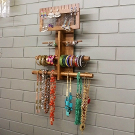 Barish Handcrafted Decor Jewellery Organiser For Home | Walnut