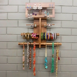 Barish Handcrafted Decor Jewellery Organiser For Home | Walnut